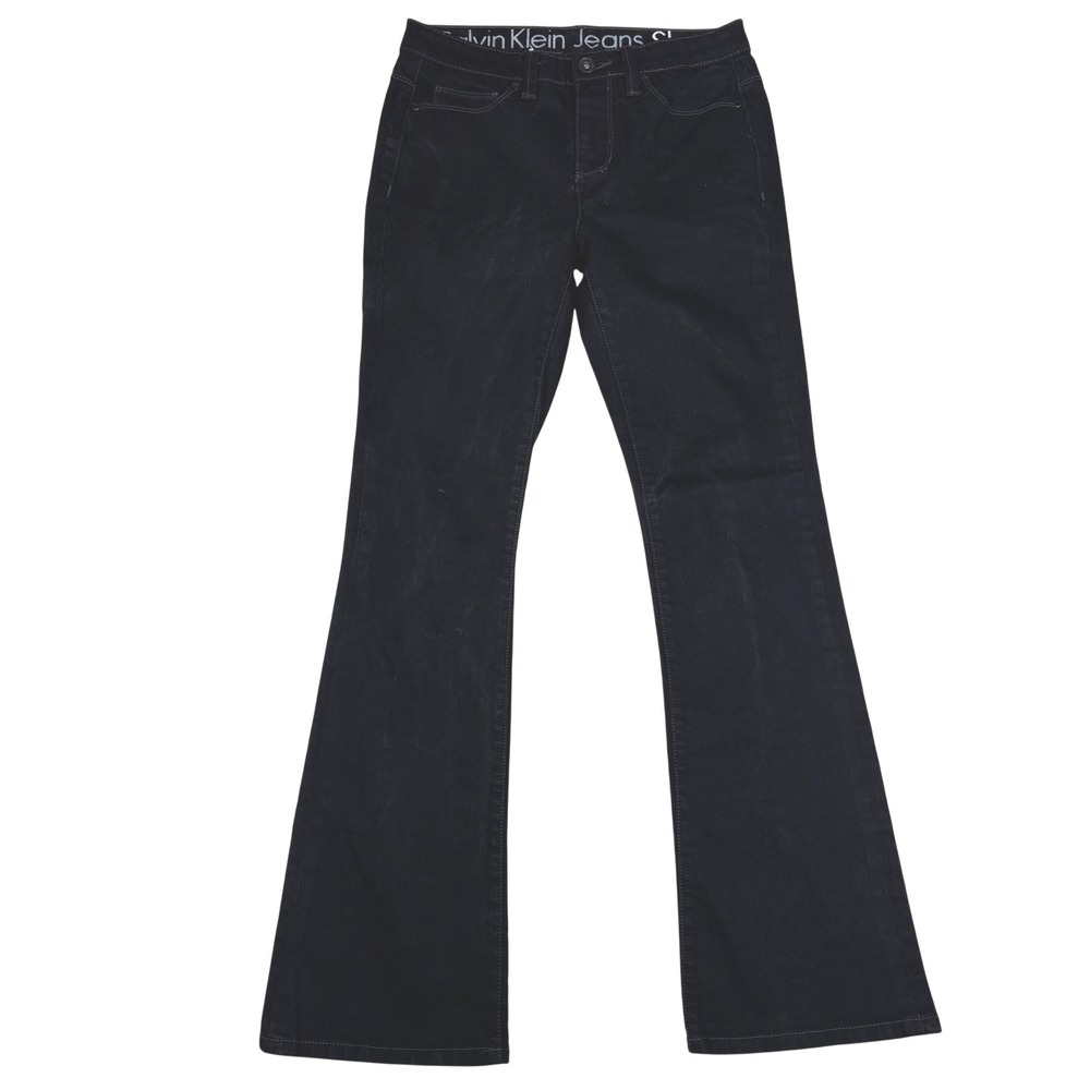 Calvin Klein Jeans Womens 27/4 Black Bootcut Denim Dark Wash Stretch Pants